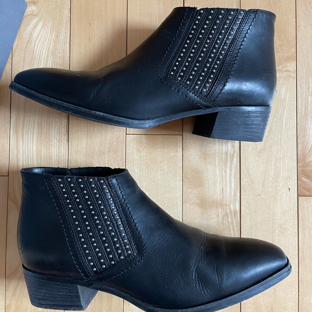 Aquatalia Fiore studded black leather booties boot